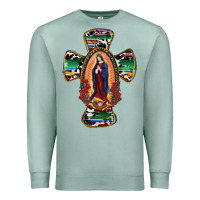 Seafoam Our Lady Of Guadalupe Cross Premium Sweatshirt - RanaPortraitStore