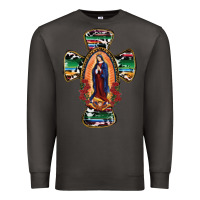 Smoke Our Lady Of Guadalupe Cross Premium Sweatshirt - RanaPortraitStore