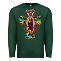 Sports Green Our Lady Of Guadalupe Cross Premium Sweatshirt - RanaPortraitStore