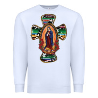 White Our Lady Of Guadalupe Cross Premium Sweatshirt - RanaPortraitStore