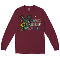 Burgundy Happy Easter Long Sleeve Tee - CowhideDigitalArt