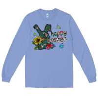 Colony Blue Happy Easter Long Sleeve Tee - CowhideDigitalArt