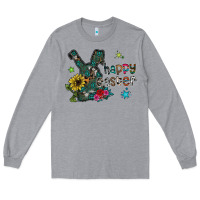 Heather Grey Happy Easter Long Sleeve Tee - CowhideDigitalArt