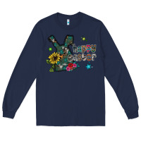 Navy Happy Easter Long Sleeve Tee - CowhideDigitalArt