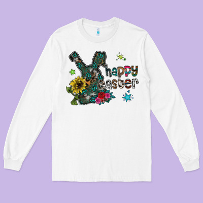 Happy Easter Long Sleeve Tee Designed By Cowhidedigitalart