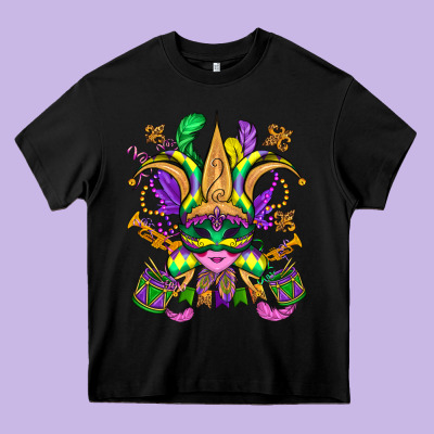 Mardi Gras Mask Heavy Core Tee Designed By Oliviacreatesart