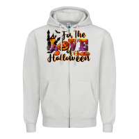 Dove Grey For The Love Of Halloween Zipper Hoodie - RanaPortraitStore