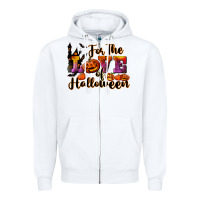 White For The Love Of Halloween Zipper Hoodie - RanaPortraitStore