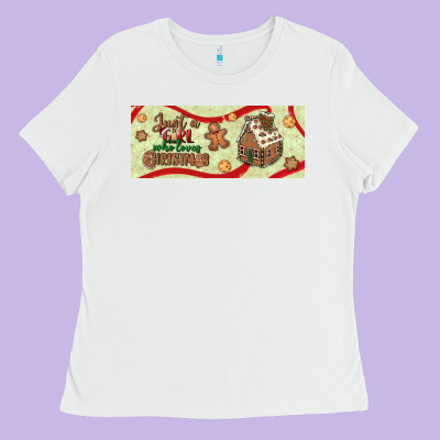 Just A Girl Who Loves Christmas Ladies Tee Designed By Bundleandbundleshop