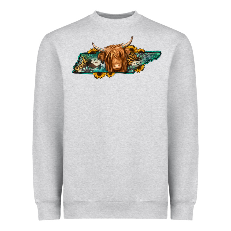 Tennessee Map Long Haired Cow Heavyweight Sweatshirt by Jasminsmagicworld | Teevron