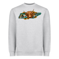 Heather Grey tennessee map long haired cow Heavyweight Sweatshirt - Jasminsmagicworld