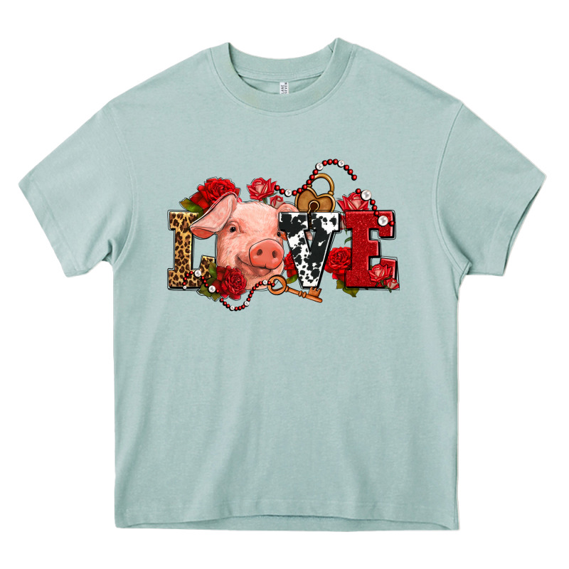 Love With Pig Olivia Heavy Core Tee by OliviaCreatesArt | Teevron