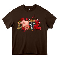 Chocolate Brown love with pig olivia Heavy Core Tee - OliviaCreatesArt