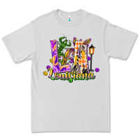 Dove Grey Louisiana LA Mardi Gras Premium Tee - FaDigitalArtStudio