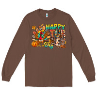 Chestnut Happy Turkey Day Long Sleeve Tee - CowhideDigitalArt