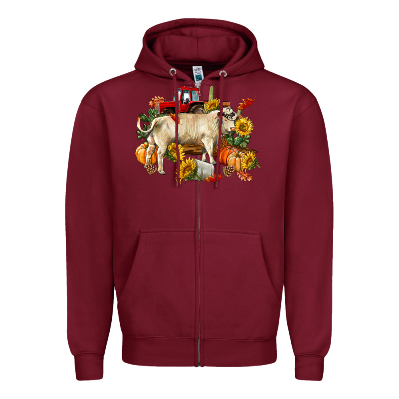Fall Charolais Bull Zipper Hoodie by RanaPortraitStore | Teevron