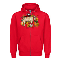 Red Fall charolais bull Zipper Hoodie - RanaPortraitStore