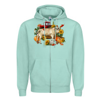 Seafoam Fall charolais bull Zipper Hoodie - RanaPortraitStore