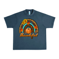 Midnight Navy thankful pumpkin rainbow Urban Heavy Tee - BundleAndBundleShop