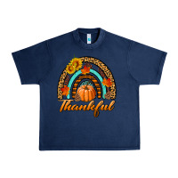 Navy thankful pumpkin rainbow Urban Heavy Tee - BundleAndBundleShop