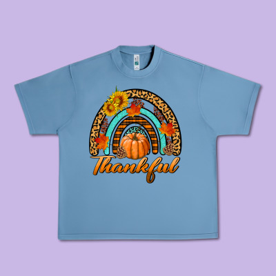 Thankful Pumpkin Rainbow Urban Heavy Tee Designed By Bundleandbundleshop