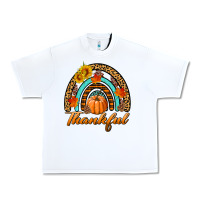 White thankful pumpkin rainbow Urban Heavy Tee - BundleAndBundleShop