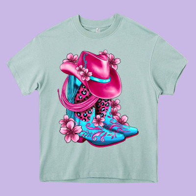 Valentine Cowboy Boots And Hat Olivia Heavy Core Tee Designed By Oliviacreatesart
