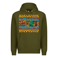 Army Green western home wind wheel sunflowers Premium Hoodie - Artiststas