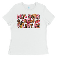 White my dog is my valentine Ladies Tee - FaDigitalArtStudio