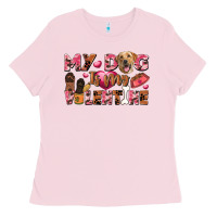 Bubblegum Pink my dog is my valentine Ladies Tee - FaDigitalArtStudio