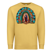 Antique Gold Lady Of Guadalupe Rainbow Premium Sweatshirt - RanaPortraitStore