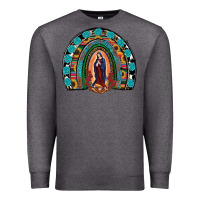 Charcoal Heather Lady Of Guadalupe Rainbow Premium Sweatshirt - RanaPortraitStore