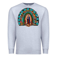 Heather Grey Lady Of Guadalupe Rainbow Premium Sweatshirt - RanaPortraitStore