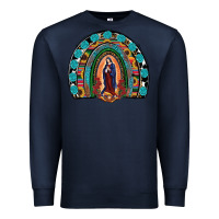 Navy Lady Of Guadalupe Rainbow Premium Sweatshirt - RanaPortraitStore