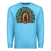 Ocean Blue Lady Of Guadalupe Rainbow Premium Sweatshirt - RanaPortraitStore