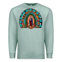 Seafoam Lady Of Guadalupe Rainbow Premium Sweatshirt - RanaPortraitStore
