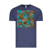 Vintage Denim turquoise glitter cowhide leopard seamless pattern Vintage Tee - BundleAndBundleShop