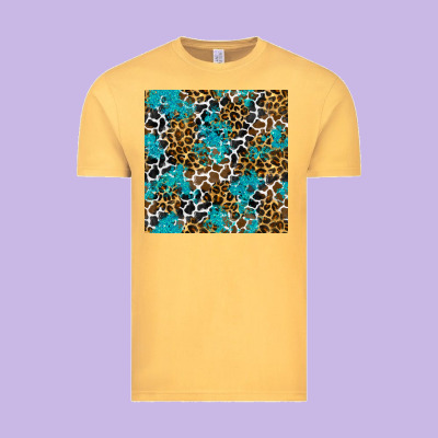 Turquoise Glitter Cowhide Leopard Seamless Pattern Vintage Tee Designed By Bundleandbundleshop