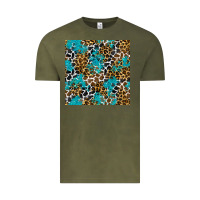 Vintage Olive turquoise glitter cowhide leopard seamless pattern Vintage Tee - BundleAndBundleShop
