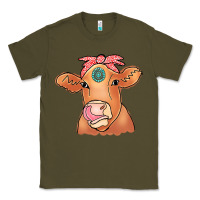 Army Green Cow  Turquoise Classic Tee - CowCowDesign