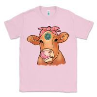 Bubblegum Pink Cow  Turquoise Classic Tee - CowCowDesign