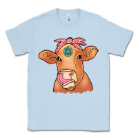 Dusty Blue Cow  Turquoise Classic Tee - CowCowDesign