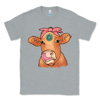 Heather Grey Cow  Turquoise Classic Tee - CowCowDesign