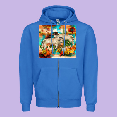 Fall Charolais Bulls Zipper Hoodie Designed By Ranaportraitstore