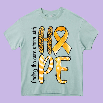 Finding The Cure Starts With Hope Childhood Cancer Awareness Heavy Core Tee Designed By Jasminsmagicworld