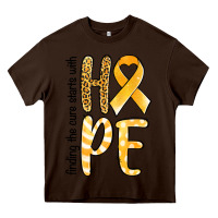 Chocolate Brown finding the cure starts with hope childhood cancer awareness Heavy Core Tee - Jasminsmagicworld