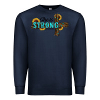 Navy She Is Strong Western Cross Premium Sweatshirt - RanaPortraitStore