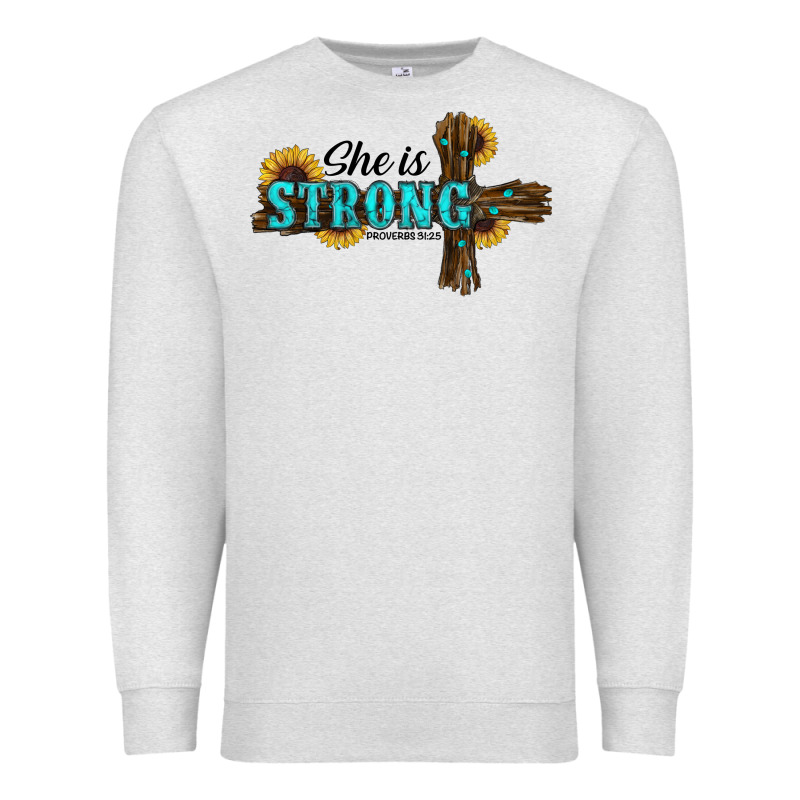 She Is Strong Western Cross Premium Sweatshirt by RanaPortraitStore | Teevron