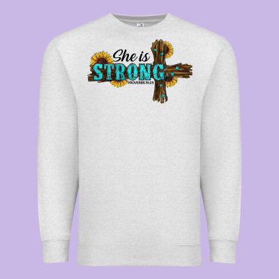 She Is Strong Western Cross Premium Sweatshirt Designed By Ranaportraitstore