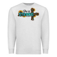 Oatmeal Heather She Is Strong Western Cross Premium Sweatshirt - RanaPortraitStore